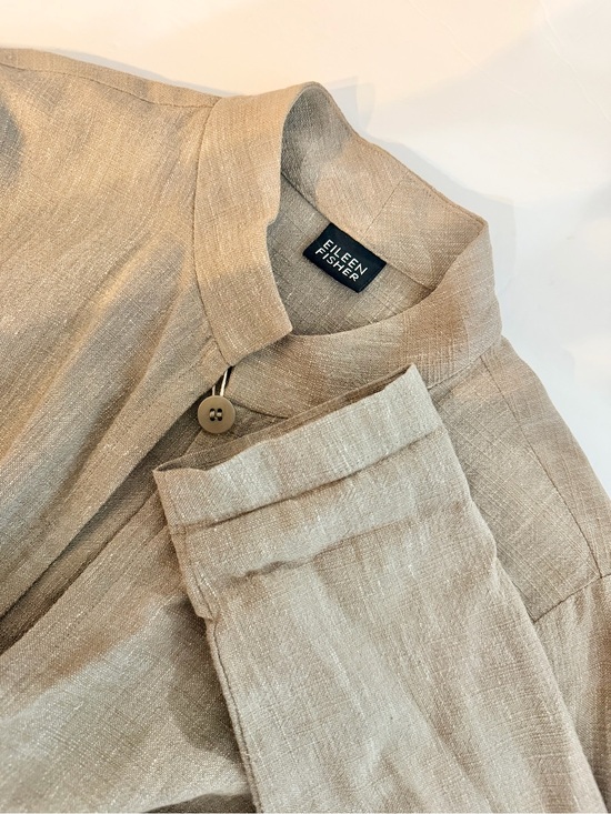 Eileen Fisher Jackets & Blazers - Vintage Eileen Fisher Open Front Jacket Button Closure Cotton Linen Blend Taupe